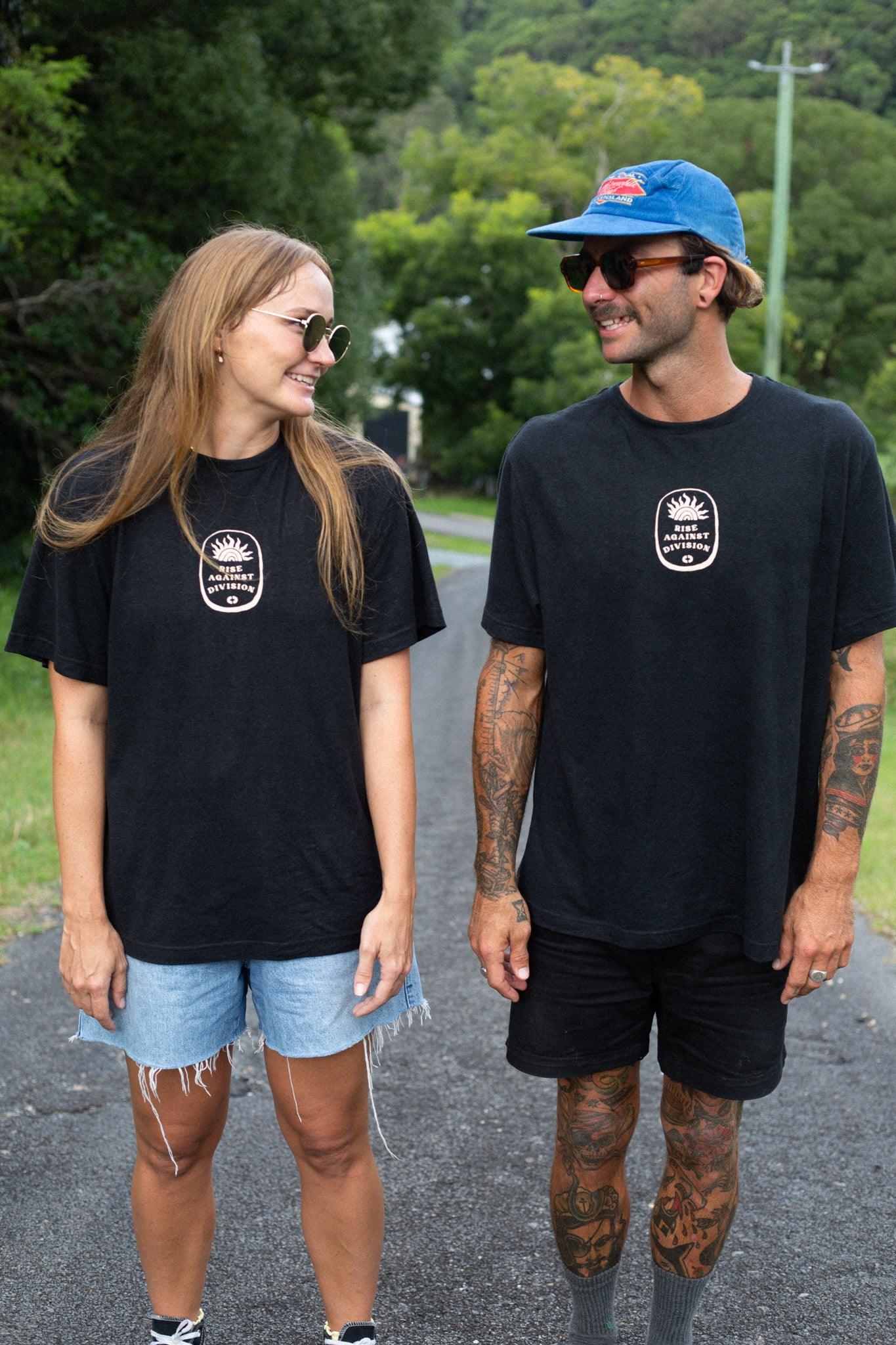 Hemp black tee stone logo